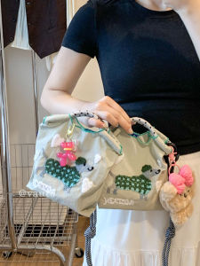 Mini Portable Embroidered Shopping Bag Cute Crossbody Nylon Eco-Friendly Style for Women and Men Fashionable Mobile Phone Bag