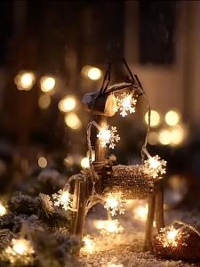 Christmas String Lights LED Acrylic Clear Snowflake Xmas Tree Long Lamp Strings Light Hanging Ornaments Home Party Decoration