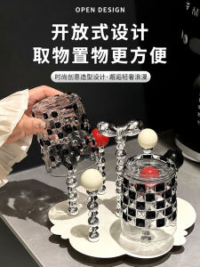 Creative Glass Cup Holder with Handle Dustproof Inverted Water Cup Storage Rack Luxury Sensation Tea Cup Organizer Metal Material