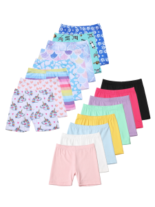 2 Pairs of Childrens Solid Color and Printed Safety Shorts Soft and Comfortable Beach Shorts for Boys and Girls for Daily Wear in Summer