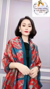 Khăn đi biển lụa dáng họa tiết một bông hoa vàng xanh dài 180x90cm thanh lịch nhẹ nhàng Milana 2022