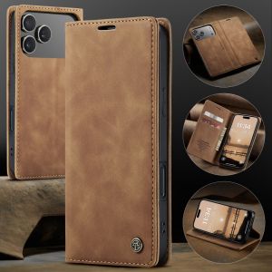 szhaiyu | Retro Flip PU Leather Magnetic Phone Case for iPhone 17 Air 17E 16 15 14 13 12 11 Pro Max Wallet Cards Solt Protective Cover
