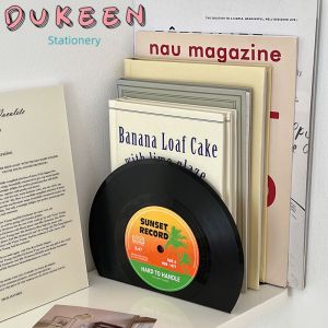 DUKEEN ABS Vinyl CD Bookends Creative Record Bookstand Desktop Decoration Rubbie Vintage Partition Bookcase