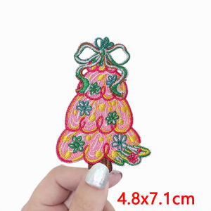 Christmas Patch Merry Christmas Tree Bow Letter Embroidered Patches For Clothing Iron On Patches Fusible Thermoadhesive Patch