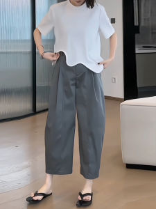 Slimming Harlan Pants 2025 Summer New Womens Thin Carrot Pants plus Size Nine Point Knife Pants Korean Style High Waist Wide Leg