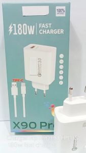 Charger VVO X90 PRO+ 180W Fast Charger Quick Charge3.0 Support Fast Charging Batok + Kabel Usb