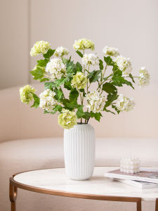 Realistic Touch Snowball Single Stem Artificial Flower Bouquet Wedding Decorative Vase Living Room Dining Table Decoration