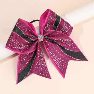 Glitter Rhinestone ขนาดใหญ่โบว์ผมสําหรับสาวผู้หญิงหวานคริสตัลยางวงผม Elastics Daily Party อุปกรณ์เสริม