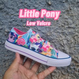 Sepatu sneakers anak perempuan karakter motif Little Pony perekat usia TK SD