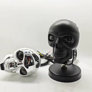 2 Pieces Motorcycle Skull Spotlight LED Two-Color Spotlight Headlight Distance Near Light
