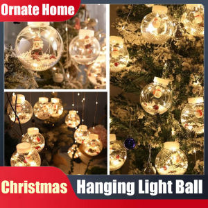 1PC Christmas Lights Xmas Hanging Light Ball Santa LED Curtain String Lights Home Decor for Christmas
