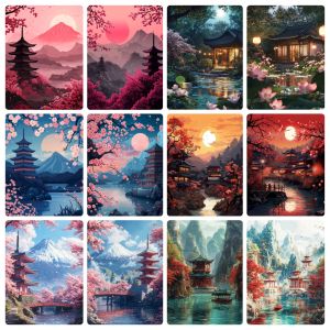 Acrylic Paint By Numbers Japanese Temple Scenery Painting By Numbers on Canvas Coloring By Number for Adults Paint Digital Art