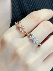 Cross Half Rhinestone Ring Female 18K Rose Gold Sterling Silver Diamond Inlaid X-Shaped Index Finger Tide Niche Style Design Ring Qixi Gift