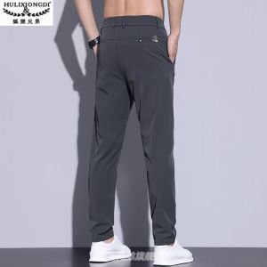Quần Dài Nam Ice Silk Nhanh Khô Mùa Hè Mỏng Rộng Rãi Ống Đứng Thời Trang Cỡ Lớn Quần Dài Màu Kaki Quần Dài Thường Ngày