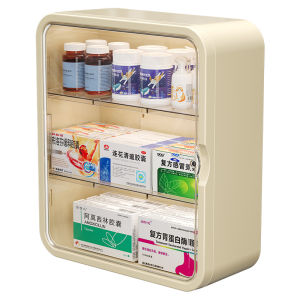 Transparent Wall-Mounted Medicine Cabinet Large Capacity Storage Box Home First Aid Kit Drug Classification Box Plastic Material