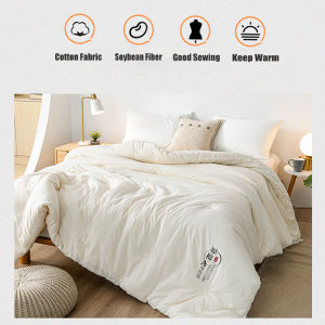 Washed Cotton Fabric Soybean Fiber Quilt Single/ Queen/ King Size Summer Quilt Soft Cozy Aircon Quilt Comforter for All Season Blanket Single Double Queen King