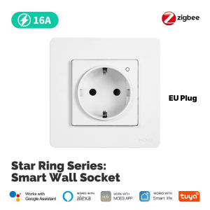 MOES | MOES Tuya ZigBee Wall Socket EU Embedded Outlet Energy Smart Monitor Indicator App Remote Control Works With Alexa Google Home