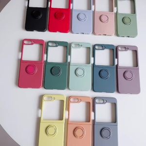 Ốp Điện Thoại Samsung Galaxy Z Flip 6/5/4/3 Cao Cấp Chất Liệu Silicon Lỏng Màu Trơn Có Vòng Xoay Gập Được - Mặt Lưng Mềm