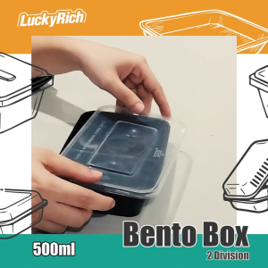 LuckyRich ~ Bento Box 2 - Division 50pcs & 100pcs 500ml Plastic Food Container with LID Cover