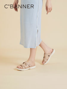 Womens Flat Bottom Sheepskin Slippers Summer New Style Beach Thick Heel Casual Slip-On Shoes PU Insole Leather Upgraded