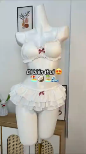 CR_ Đồ đi biển bikini 2 mảnh xinh đồ bơi nữ thiết kế xinh nơ bèo bra quyến rũ sang chảnh có 3 màu