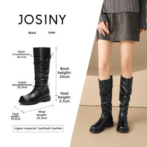 Josiny | Warm Faux Folded Long Boots Thick Soles