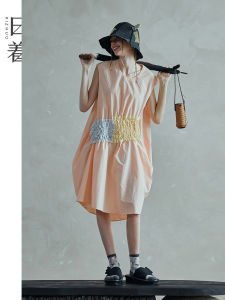 Unique Pleated Design Loose Slimming Cotton Dress