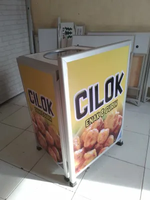 PRE Order Booth Portable Meja lipat bahan aluminium ukuran 60x50x80 cocok untuk jualan bakso cilok siomay pentol