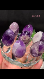 amethyst egg 7star 高品紫水晶蛋💯七星阵   智慧、贵人财富✅  蛋高egg height: 3cm  宽egg width: 2cm 含底座高high: 5cm  底盘宽width: 8cm  重weight: 250g