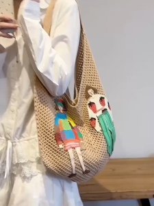 Tas Wanita Knitted Premium LOOYOYU Motif Strawberry Kekinian Korean Style