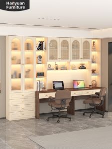 HANYUAN | Bàn Học Đa Năng Kệ Sách Kết Hợp 2 Người