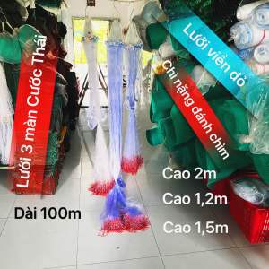 Lưới đánh bắt cá 3 màn Thái Lan viền đỏ giăng nước chãy lưới chìm Dài 100m và 50m Cao 2m Fisshing Bắt Cá Bắt Tôm