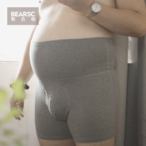 Men Underwear Boxer Waist Pure Cotton Extra Long and Fat plus Size Anti-Wear Leg High Waist Warm Waist Support Body Shaping Belly Contraction