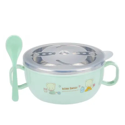 Baby Bowl Set Training Bowl Spoon Tableware Set Dinner Bowl Learning Dishes Bowl Stainless Steel Bowl 辅食碗