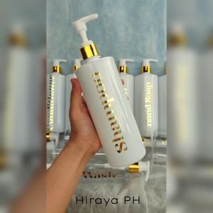 HIRAYA PH Round Pump Container Soap Dispenser 500 ml Minimalist Gold Elegant Waterproof Labels | We Accept Customized