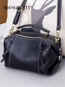 Genuine Leather Ladies Handbag 2025 New Boston Pillow Bag Soft Leather Large Capacity Single Shoulder Slant Cross Bag