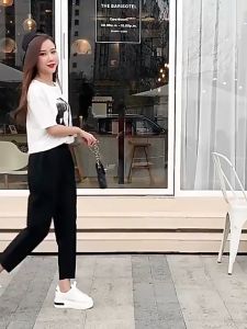 Size S-2XL Women Cotton Linen Casual Long Pants Loose Cropped Pants Fashion Straight Leg Harem Pants