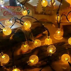 Dây đèn led trang trí năng lượng mặt trời quả cầu bi bọt chống nước 20-50-100 bóng led/ (5m-7m-12m)