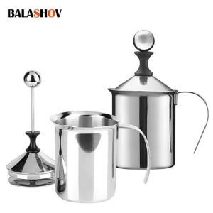 Milk Frothers Stainless Double Mesh Milk Creamer Milk Foam For Coffee Milk Egg Beater Kitchen Tool Coffee Mixer Frother 400ML
