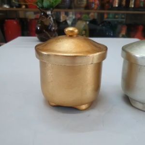Hủ đựng trà sơn mài cao cấp dát bạc dát vàng sang trọng 14x14 cm
