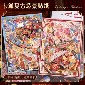 Large Size 3D Landscape Stickers DIY Handmade Album Pasting Cute Scenes Miniature Stacking Scene Decals Art Supplies