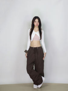 Street Dance Style Short Knitted Cardigan Boredom Beating Cute Print Organic Cotton Blend Long Sleeve round Neck Open Front