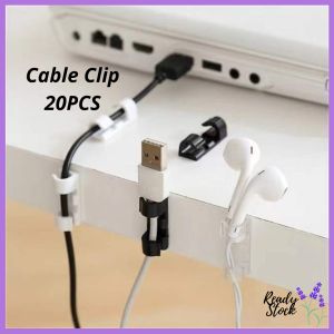 Cable Clip Organizer Cable Management Desktop & Workstation ABS Wire Manager Cord Holder x 20pcs