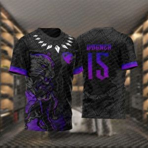 2025 summer new mens sports T-shirt printed black Panther summer training sweat quick dry comfortable football shirt