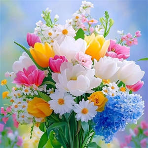 Huacan Flower Colorful Bouquet Diamond Painting Full Square Round Embroidery 5D DIY Mosaic Kit New 2025 Picture Of Rhinestones
