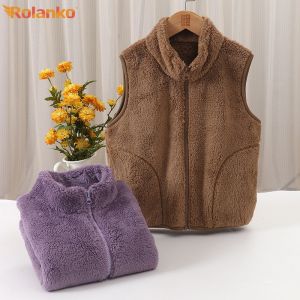 Rolanko Kids Fleece Vest Boys Girls Sleeveless Prevent Cold Coat Keep Warm Leisure Costume Daily Wear Spring Autumn Winter
