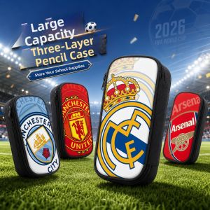 Manchester United Football Team Pencil Case Large Capacity Stationery Box for Middle School Girls Boys Essential School Supplies