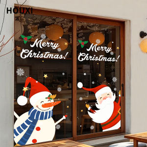 Santa Claus Window Glass Sticker Cartoon Snowman Deer New Year Atmosphere Layout Clothing Store Restaurant Decoration Supplies