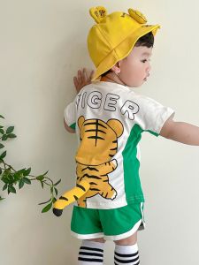 Bộ Đồ Trẻ Em Mùa Hè Cotton Nguyên Chất Tay Ngắn 2 Mảnh Cho Bé Trai Bộ Trang Phục Biểu Diễn Hình Vượn Nhỏ Tagkita Dành Cho Bé Trai Từ 9 Tháng Tuổi