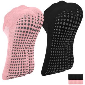 2 Pairs Yoga Socks Women Cotton Short Mesh Breathable Professional Non-slip Floor Pilates Dance Sports Gym Socks